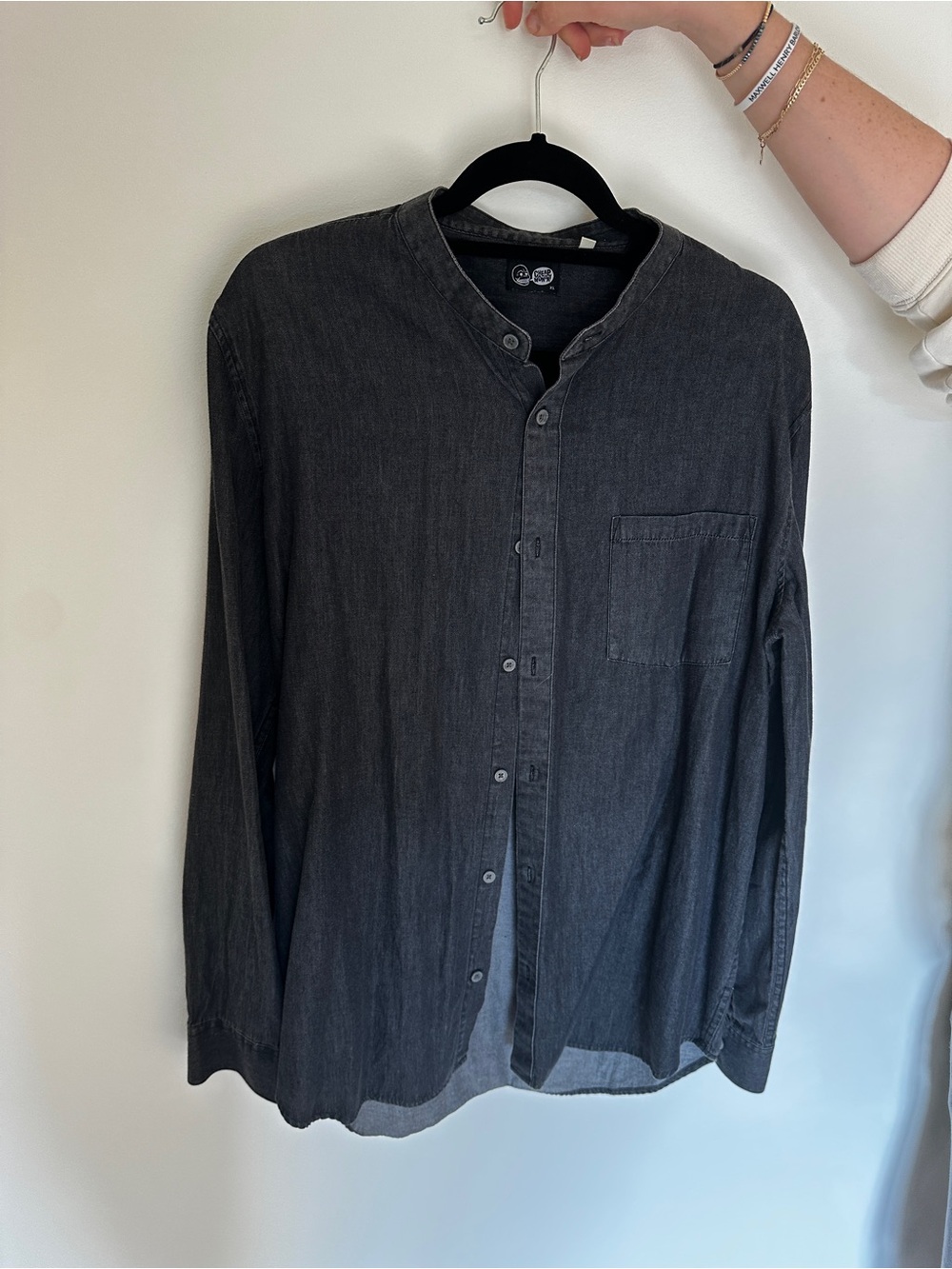 Cheap Monday Men's Black Washed Casual Button-Down Shirt